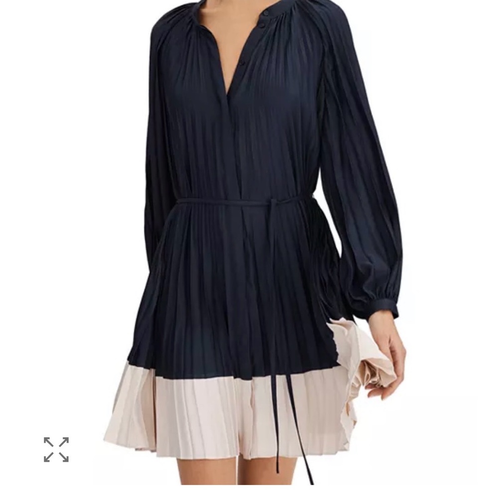 REISS Gabby Pleated Color Blocked Dress